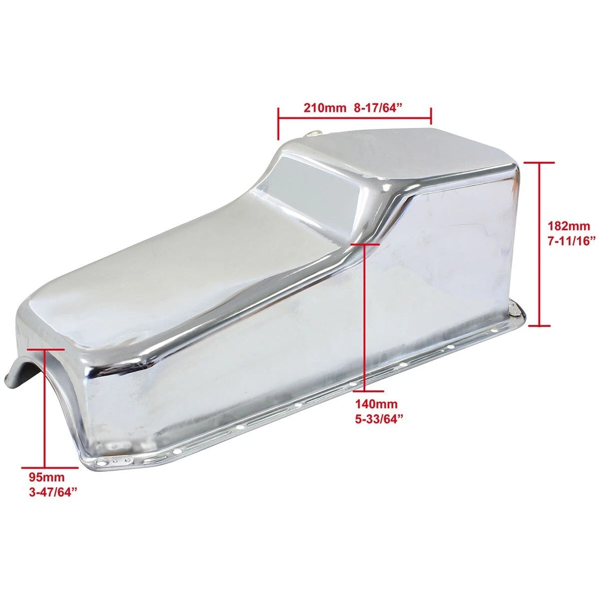 Chevrolet Small Block L/H Dipstick Standard Replacement Oil Pan, Chrome Finish