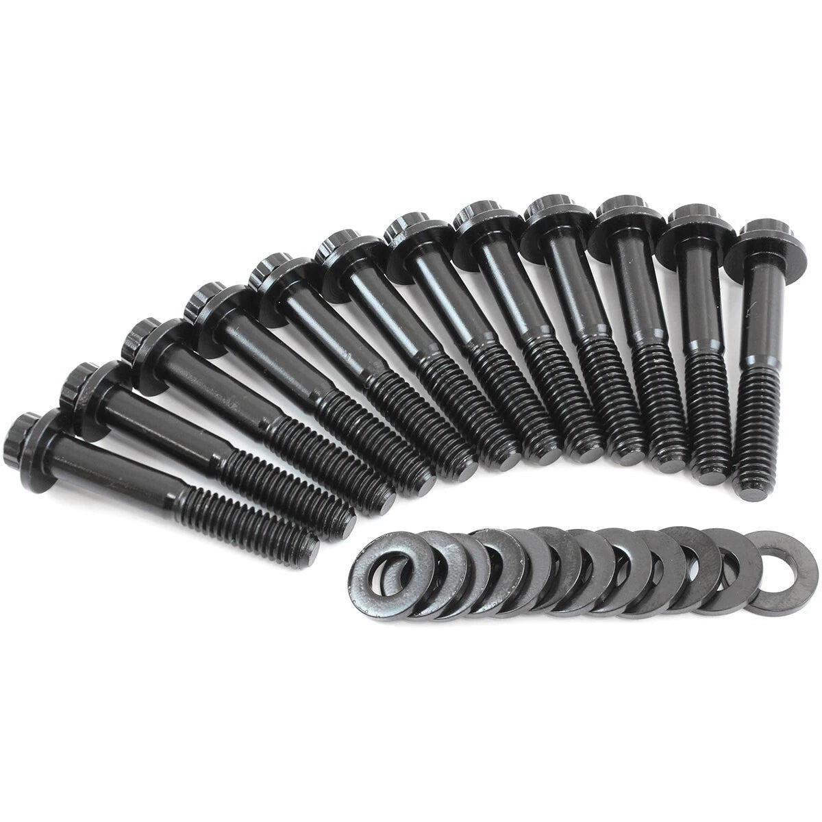 Ford V8 Windsor 289 302 351 Intake Bolts Black Finish 12 Point Head Pack of 12