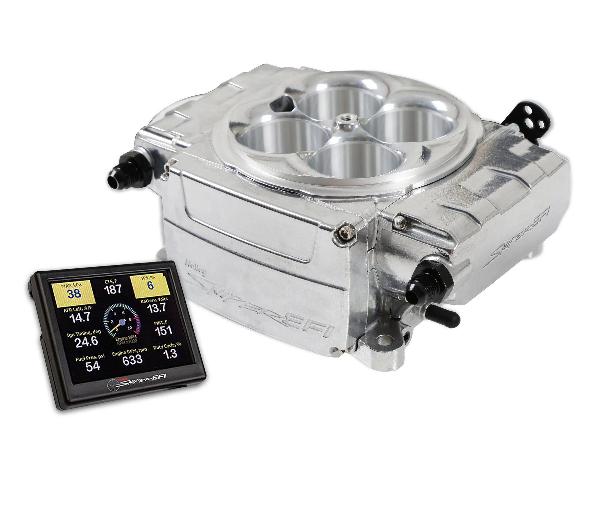 Sniper 2 EFI 4BBL Self Tuning Base Kit, Polished 800 cfm 4 Injector Throttle Body, 650 HP N/A