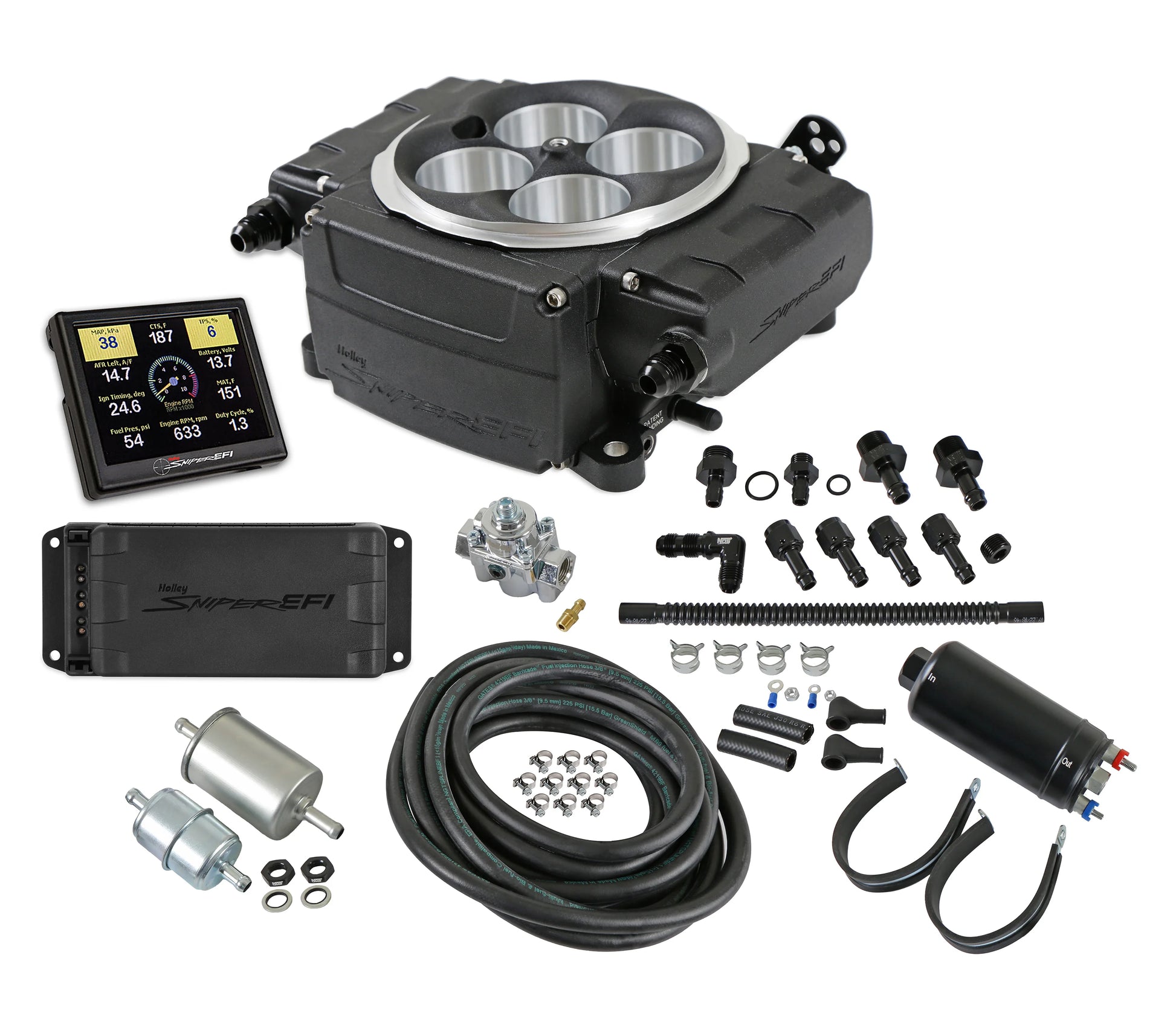 Sniper 2 EFI 4BBL Self Tuning System with PDM Black 800 cfm 4 Injector 650 HP