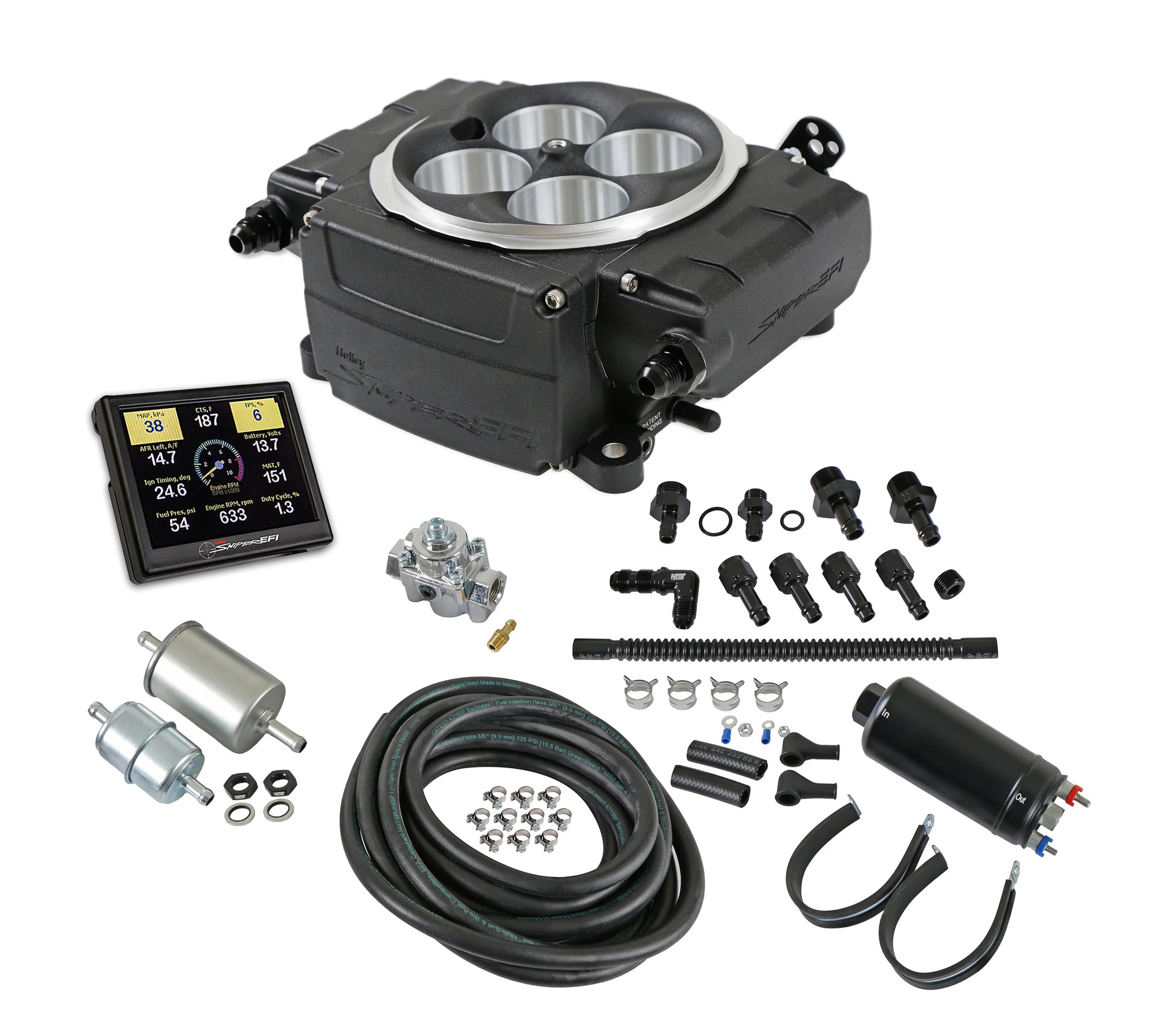 Holley Sniper 2 EFI Self-Tuning Fuel Injection System Master Kit Black 800 CFM 650 HP