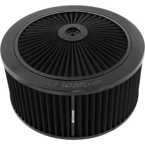 Black Cotton Hi Flow Air Filter Assembly 11" x 5", 5-1/8" neck,