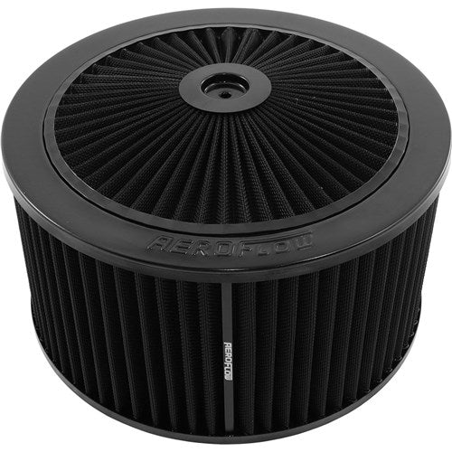 Black Cotton Hi Flow Air Filter Assembly 11" x 6", 5-1/8" neck,