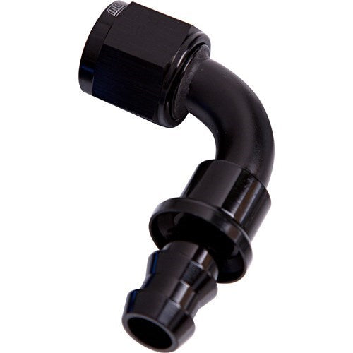 400 Series Push Lock 90° Hose End -6AN Black Finish