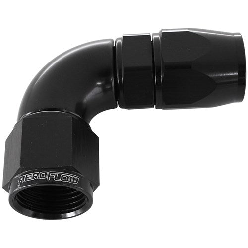 570 Series PTFE 90° Hose End -6AN Black Finish.