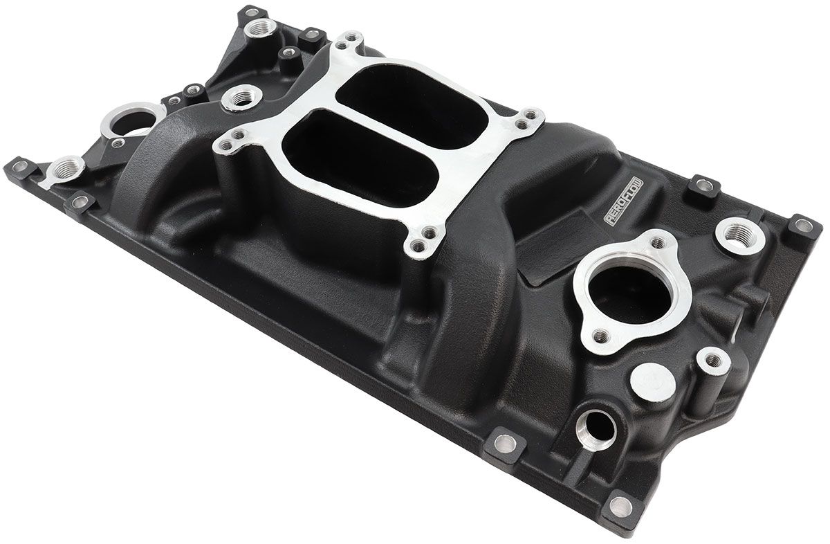 Small Block Chev Vortec 305 350 Street Dual Plane Intake Manifold, Black Finish
