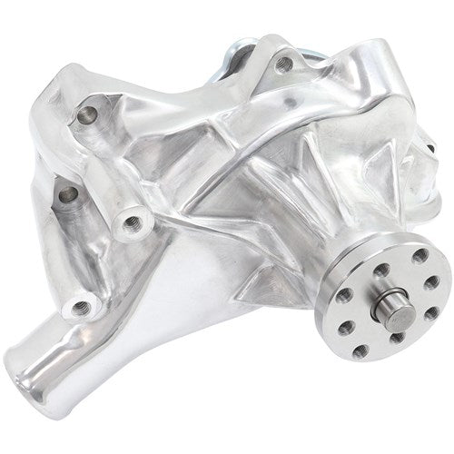 Small Block Chev Long Water Pump Polished 3/4" Shaft with 5/8" Fan Pilot Snout