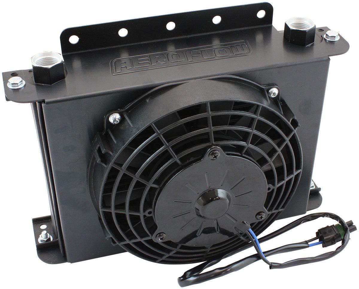 25 Row Universal Modular Oil Cooler with Fan & Shroud 330mm L x 255mm H x 150mm