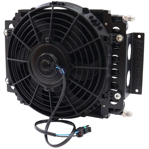 Dual Circuit Fluid Cooler with Fan Male -6 AN, 15.75" x 11.5" x 5"