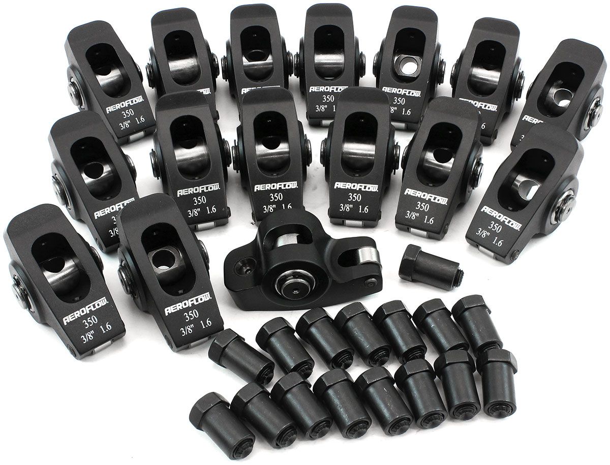 Small Block Chev 350 Aluminium Roller Rocker Set 3/8" Stud Mount, 1.60 Ratio