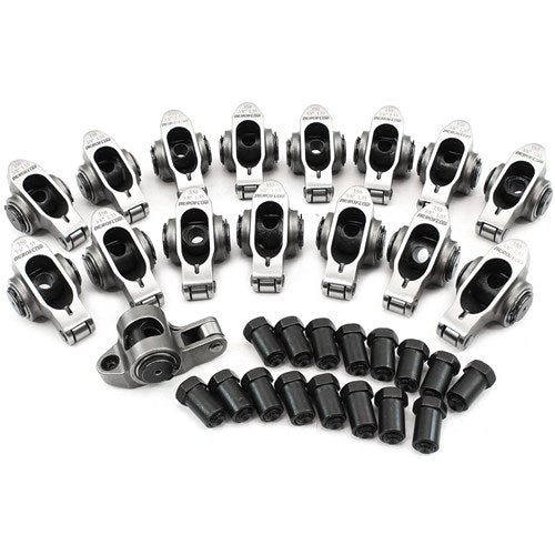 Small Block Chev Stainless Steel Roller Rocker Set 3/8" Stud Mount, 1.55 Ratio