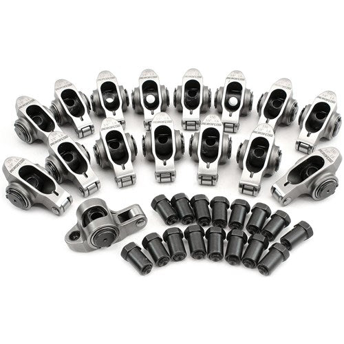 Small Block Chev Stainless Steel Roller Rocker Set 3/8" Stud Mount, 1.60 Ratio