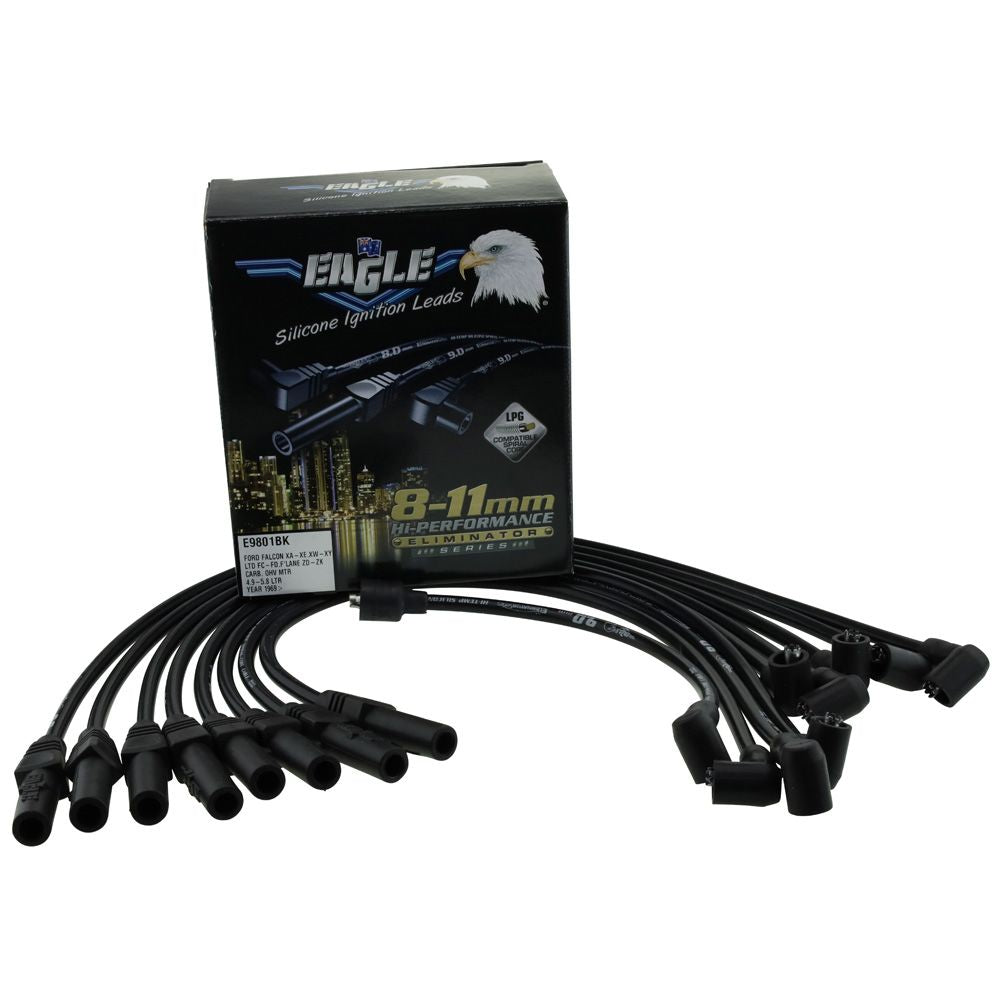 Ford V8 302 351 Cleveland Ignition Leads 9mm Standard Cap Black