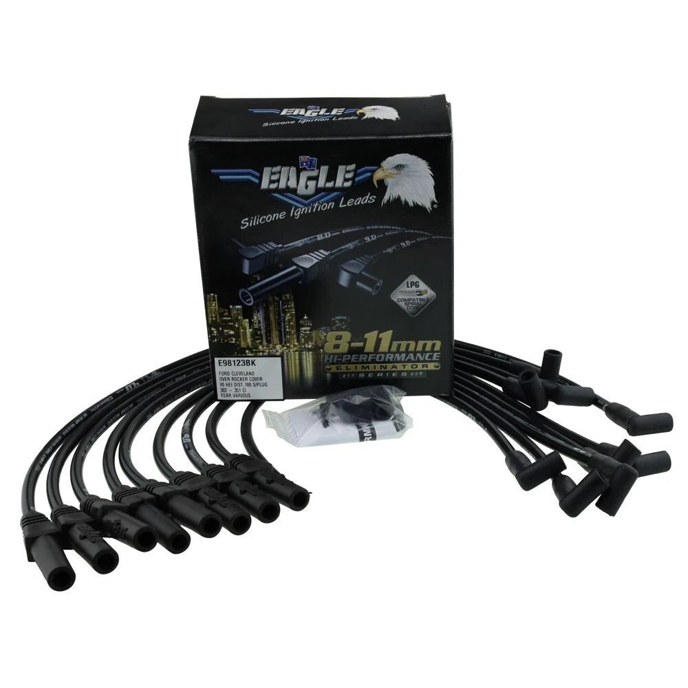 Ford V8 302 351 Cleveland Ignition Leads 9mm HEI Male Cap Black
