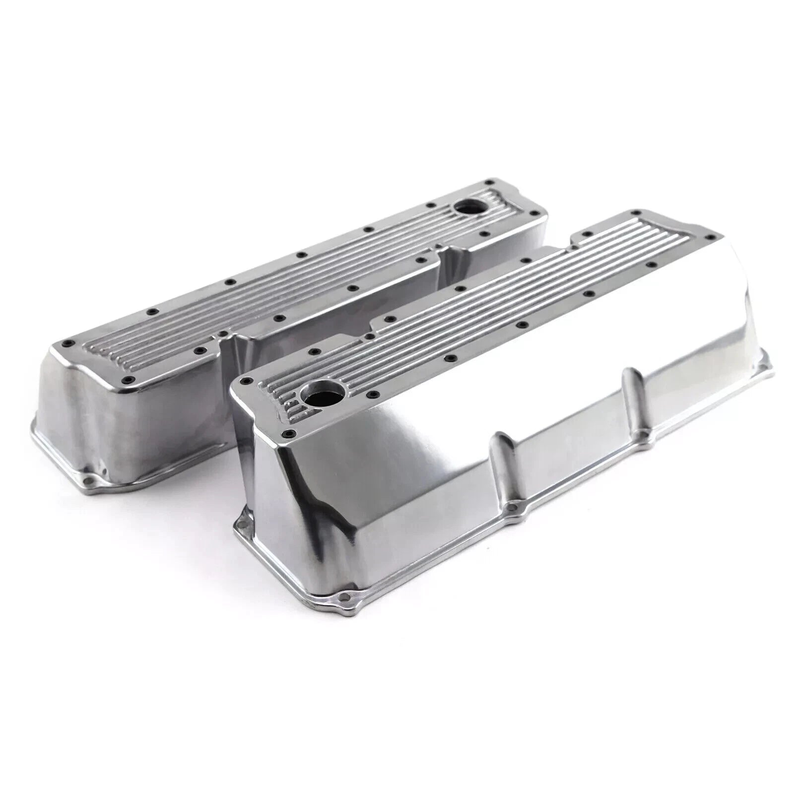 Ford V8 302 351 Cleveland Tall Alloy Valve Covers Polished Finish
