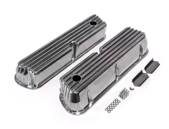 Ford V8 Windsor 289 302 351 Retro Finned Tall Cast Alloy Valve Covers