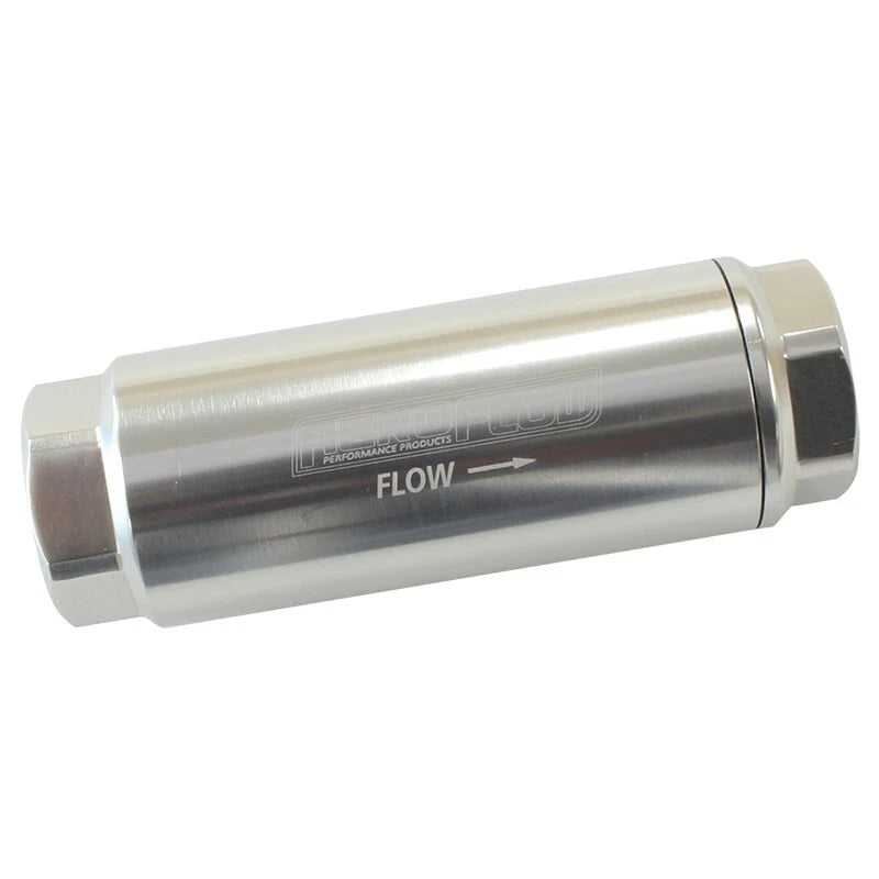 60 Micron Pro Fuel Filter Silver -8AN ORB Inlet/Outlet Ports
