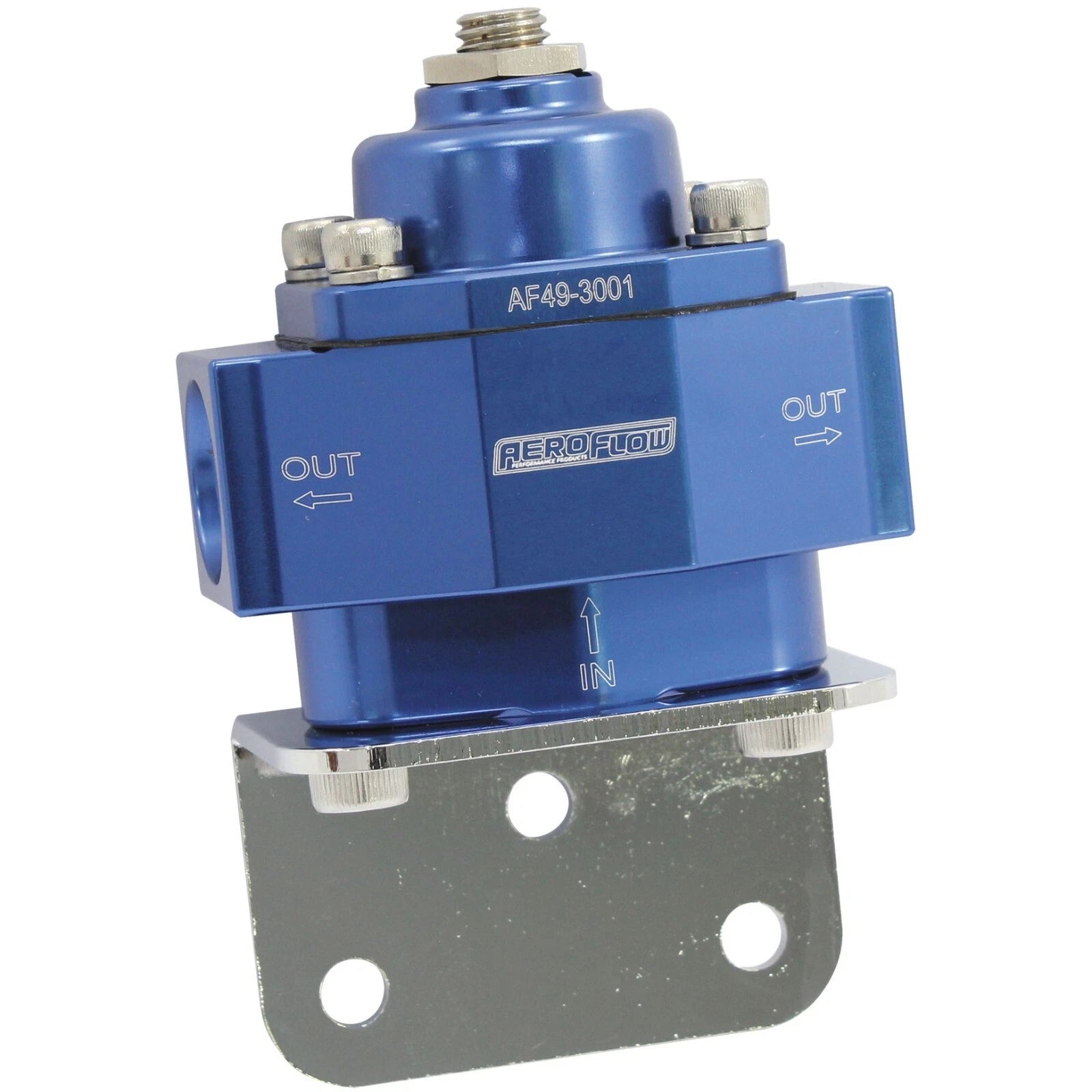 Billet 2-Port Fuel Pressure Regulator with -8 ORB Ports Blue Finish. 1-11 psi