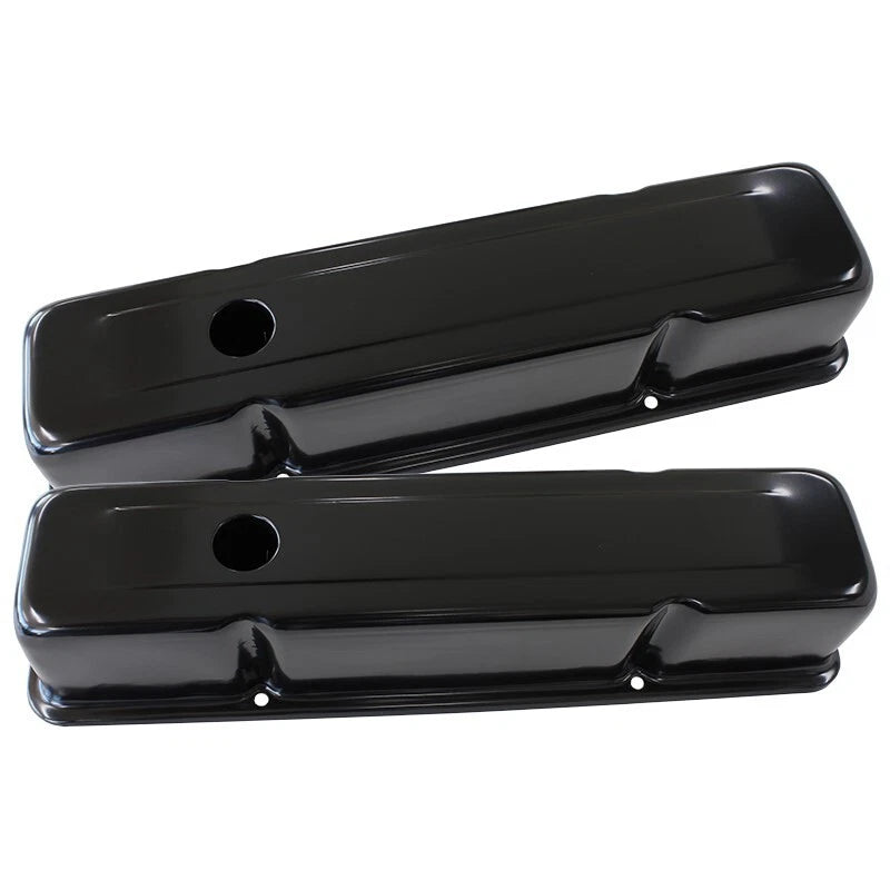 Black Steel Valve Covers Suit Early SB Chev 350 327 305 Tall