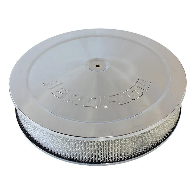Chrome Air Filter Assy 1-1/8" Drop base Holley 14" x 3" 5-1/8" neck