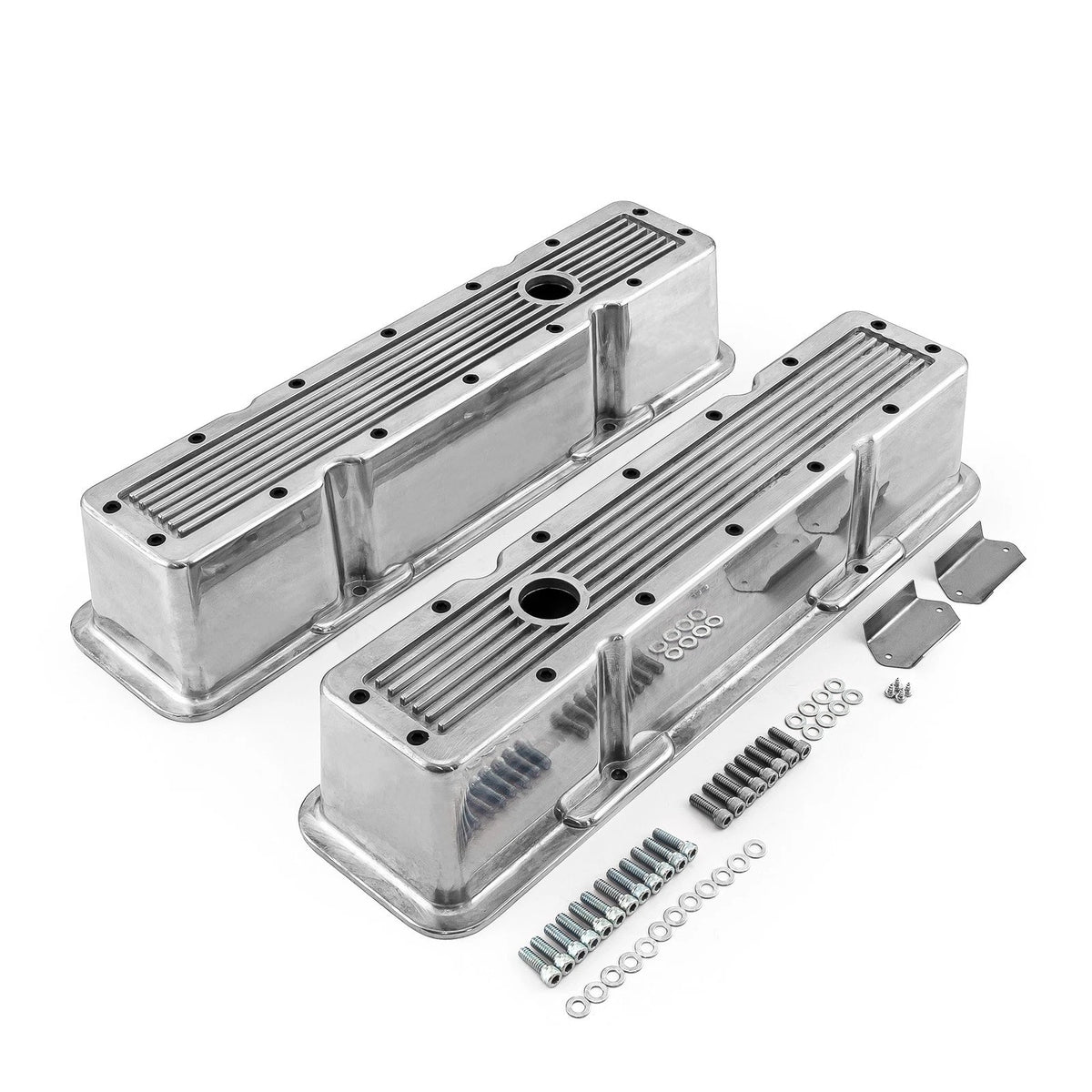 Small Block Chev 305 307 327 350 Tall Cast Alloy Valve Covers Polished Finish