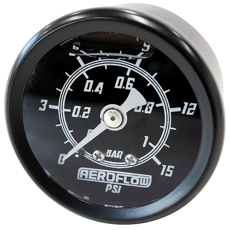 Fuel Pressure Gauge 1-1/2" Liquid Filled 0-15 psi Pressure Black Face