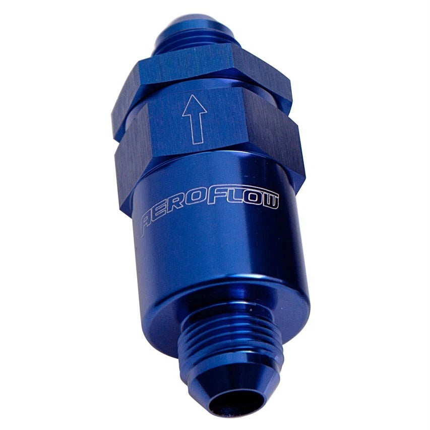 30 Micron Billet Fuel Filter -06AN Blue Finish. 2" Length