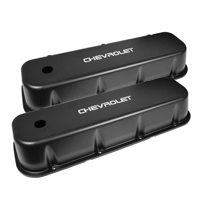Big Block Chev 396 427 454 502 Tall Cast Alloy Valve Covers Black Finish