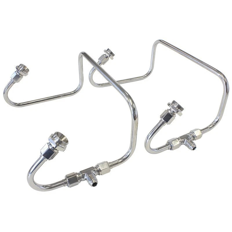 Polished S/S Dual Inlet Fuel Line Kit Suit Holley Twin 4150 Series Carburettors