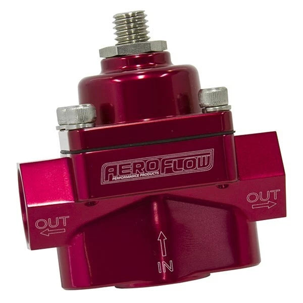 Billet 2-Port Fuel Pressure Regulator with -8 ORB Ports Red Finish. 1-11 psi