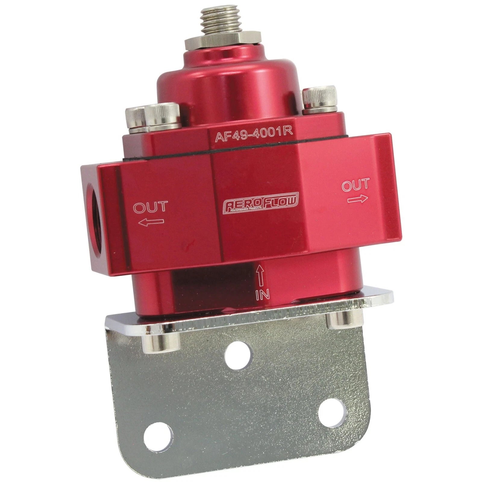 Billet 2-Port Fuel Pressure Regulator with 3/8" NPT Ports Red Finish. 1-11 psi