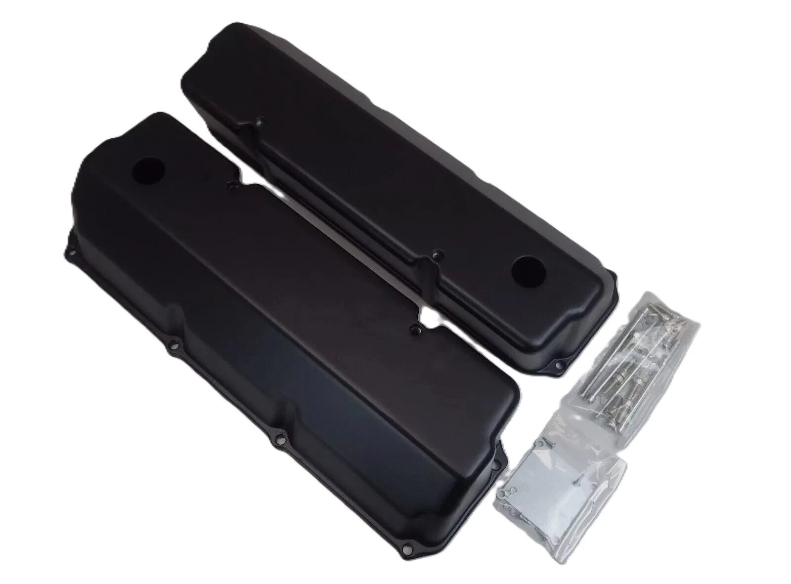 Ford V8 302 351 Cleveland Tall Cast Alloy Valve Covers Black Finish