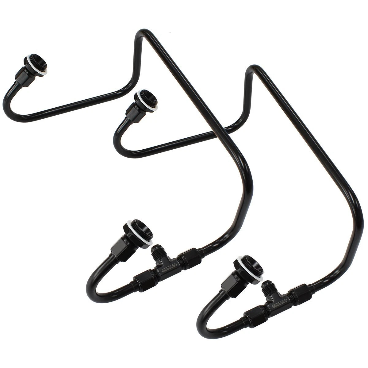 Black S/S Dual Inlet Fuel Line Kit Suit Holley Twin 4150 Series Carburettors