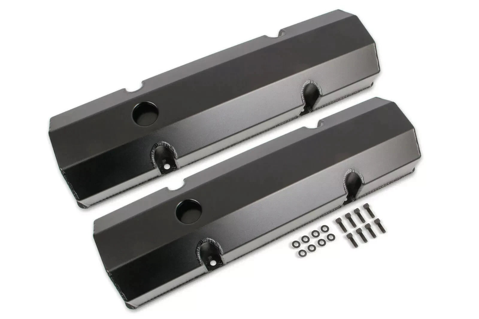 Small Block Chev 305 307 327 350 Fabricated Alloy Valve Covers Black Finish