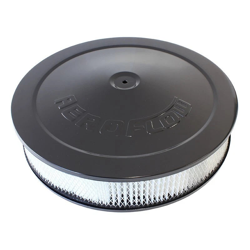 Black Air Filter Assy 1-1/8" Drop base Holley 14" x 3" 5-1/8" neck