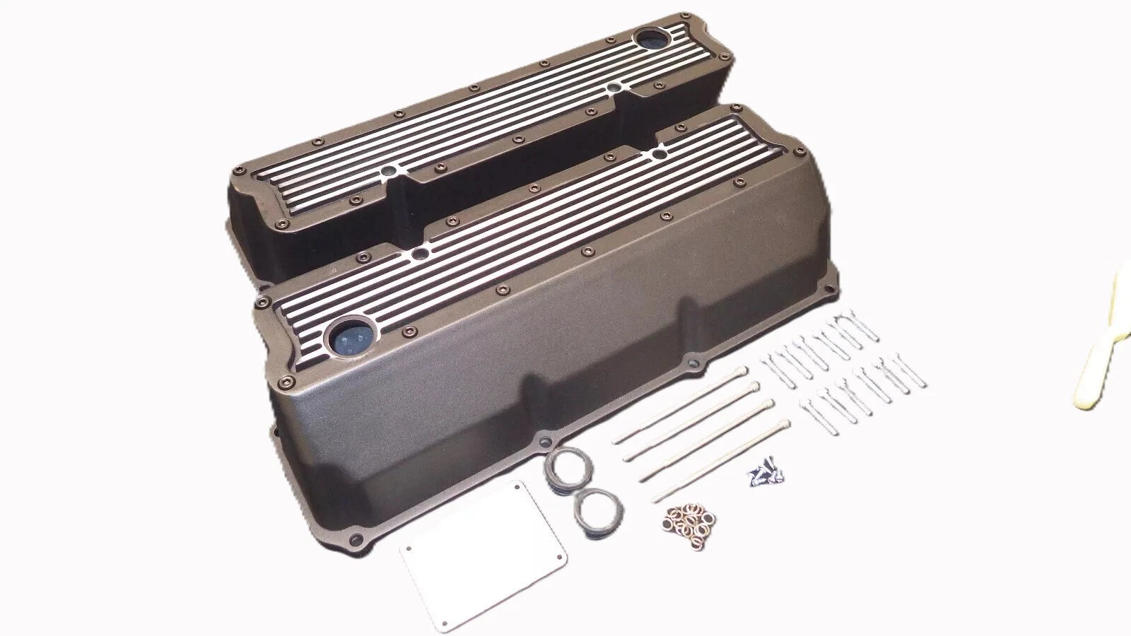 Ford V8 302 351 Cleveland Tall Alloy Valve Covers Black Finish