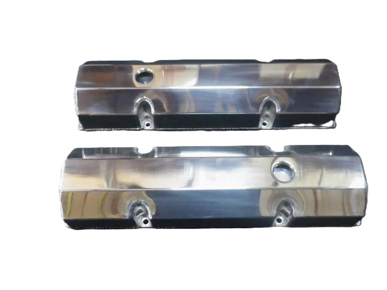 Small Block Chev 305 307 327 350 Fabricated Alloy Valve Covers Polished Finish
