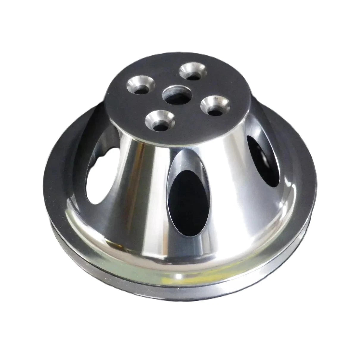 Small Block Chev Short Water Pump Pulley Single Groove Polished Alloy