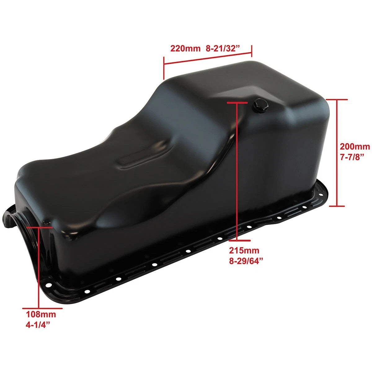 Ford V8 351 Windsor Standard Replacement Oil Pan, Black Finish