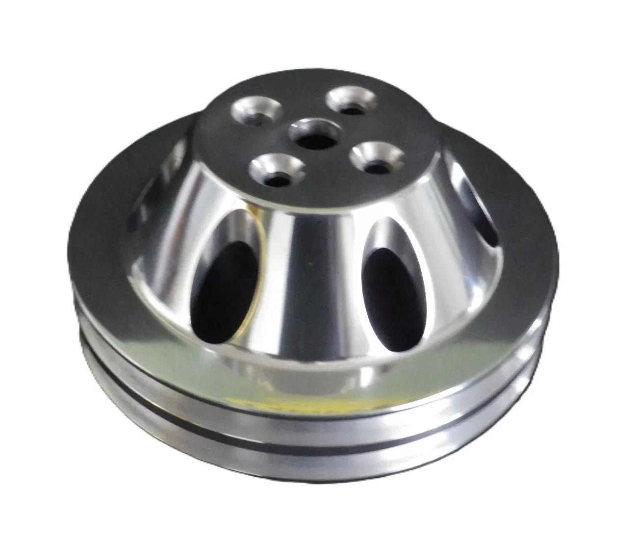 Big Block Chev Short Water Pump Pulley Twin Groove Polished Alloy