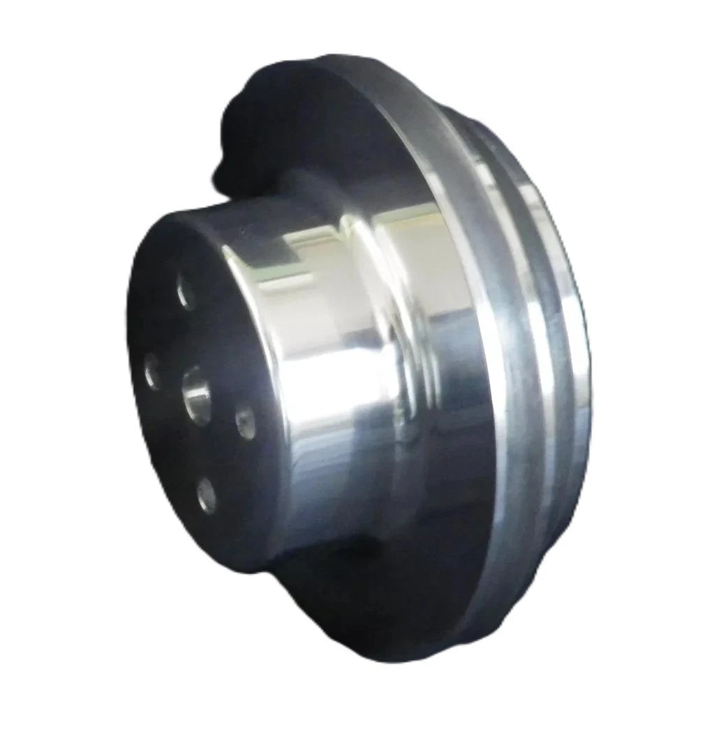 Big Block Chev Long Water Pump Pulley Twin Groove Polished Alloy