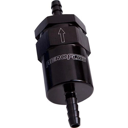 30 Micron Billet Fuel Filter 1/2" Barb Black Finish. 2" Length